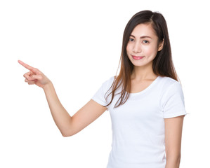 Young student with finger point up