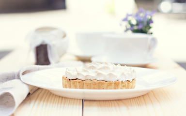 Fototapeta na wymiar Cake or Lemon pie with meringue
