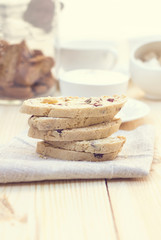 Biscotti  with dried cranberries and coffee