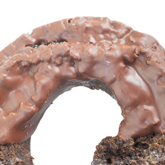 Chocolate old fashion donut isolated on white background