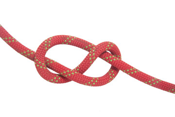 Climbing rope, Figure Eight knot  on white background