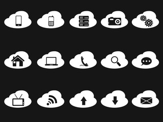 cloud icons on black background