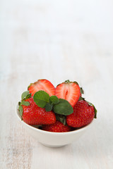Ripe strawberries and mint