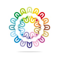 Fototapeta na wymiar Logo Colorful Circle Letter U Element Design Symbol Icon 