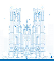 Outline building of the Cathedral of St Michael and St Gudula in