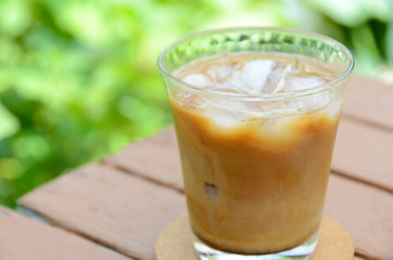 cold latte in the garden