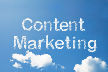 Content marketing cloud word on sky