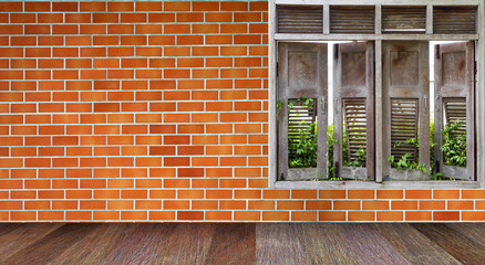 brick wood and old window background
