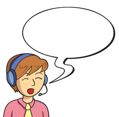 Woman wearing headset