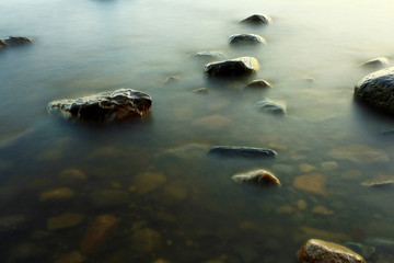 beach stone coast water frozen landscape