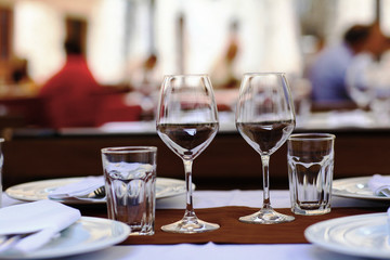 Restaurant table setting glasses background