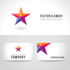 Bright colorful star shape in modern polygonal crystal style