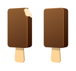 Chocolate cold ice-cream on  stick