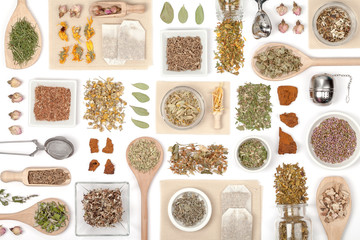 herbal tea on white background