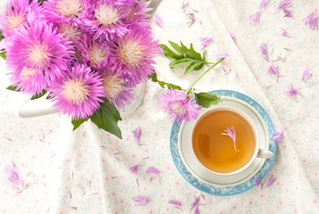Fototapeta na wymiar Herbal Cornflower tea