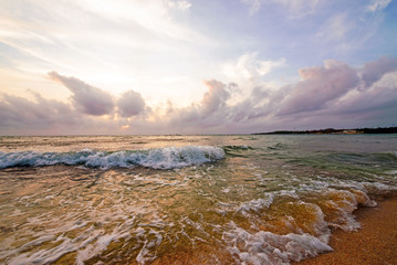 Dusk clouds and waves splash, Okinawa, Japan