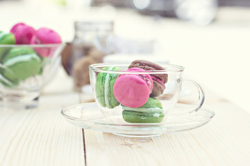 Colorful traditional French Makarons