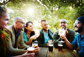 Fototapeta na wymiar Diverse People Friends Hanging Out Drinking Concept