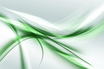 Beautiful Green White Light Abstract Waves Background - obrazy, fototapety, plakaty