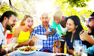 Diverse People Luncheon Outdoors Food Concept