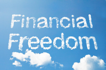 Financial freedom cloud word on sky