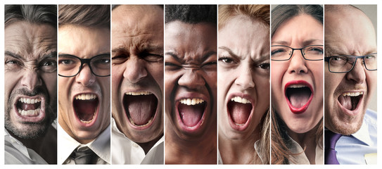 Angry people screaming - obrazy, fototapety, plakaty