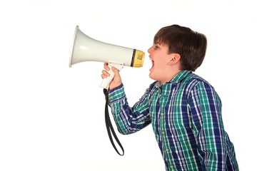 Junge mit Megaphone
