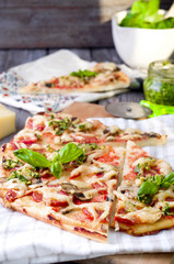 rustic italian pizza with mozzarella