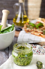  pesto and goat cheese pizza