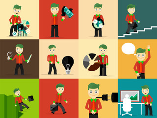 Set of businessman pose character concepts