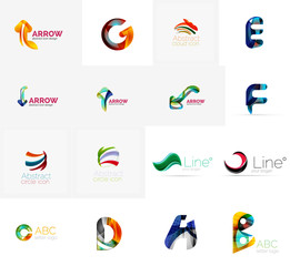 Set of universal company logo ideas, business icon collection