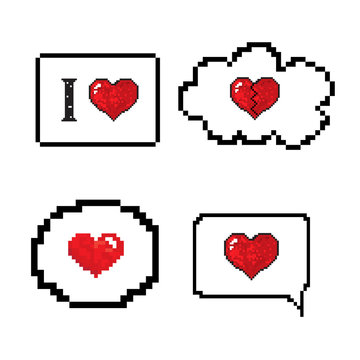 love speech bubble pixels art stlye