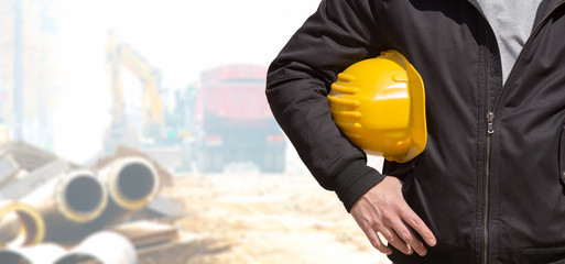 Real and ordinary construction worker on his job.