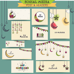 Eid Mubarak celebration social media ads or headers.