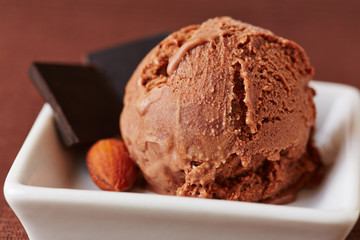 Homemade scoop of chocolate ice cream
