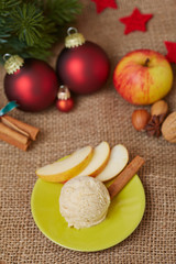 Apple ice cream with cinnamon for christmas