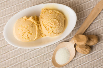 Scoops of salted caramel ice cream
