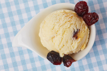 Cranberry ice cream with dried cranberries