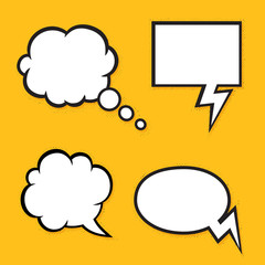 Set of comic bubbles with halftone shadows. Vector Format