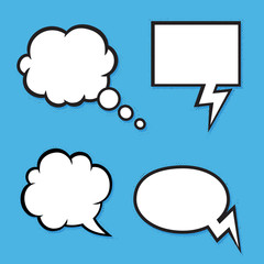 Set of comic bubbles with halftone shadows. Vector Format