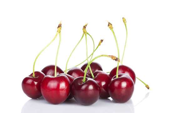Sweet cherries isolated on white
