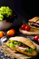 Croissant sandwich with salted salmon