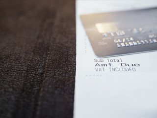 Shopping Receipt with cCedit card close up