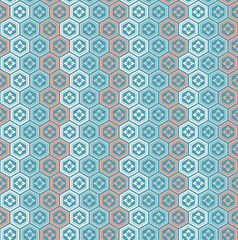 Seamless vintage Japanese style polygon flower pattern background.