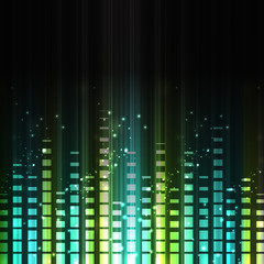 Colorful musical equalizer bars.