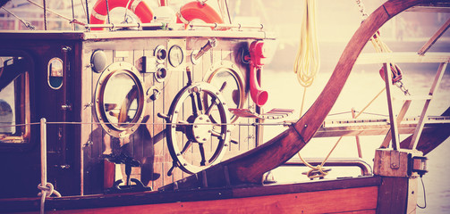 Retro vintage filtered photo of old sailing boat bridge. © MaciejBledowski