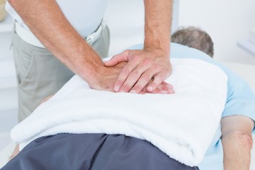 Fototapeta na wymiar Physiotherapist doing back massage 