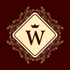 Monogram design elements, graceful template. Elegant line art logo design. Letter W. Business sign, identity for Restaurant, Royalty, Boutique, Cafe, Hotel, Heraldic, Jewelry, Fashion, Wine. Vector