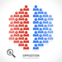 Two opposite teams with different opinions