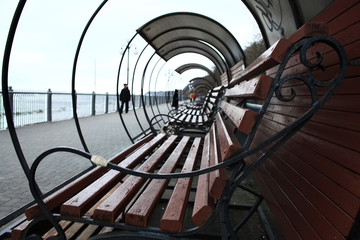 bench on the promenade the streets of Europe